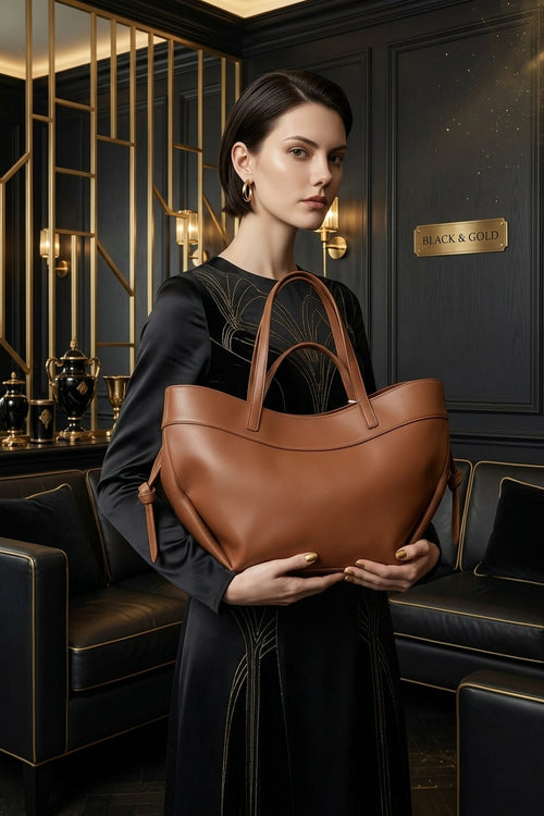 L'Élégant Cognac — Sac Cabas Maroquinerie Premium